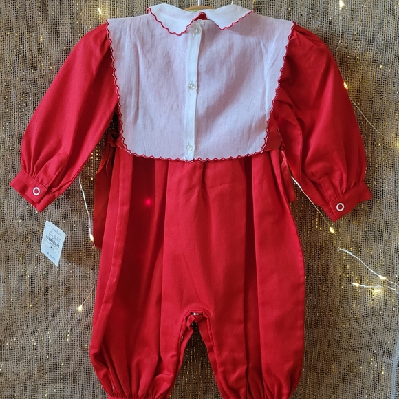 Vintage Nieman Marcus Lione Itsy Bitsy, inc. Red Holiday Romper 3months - Picture 5 of 5